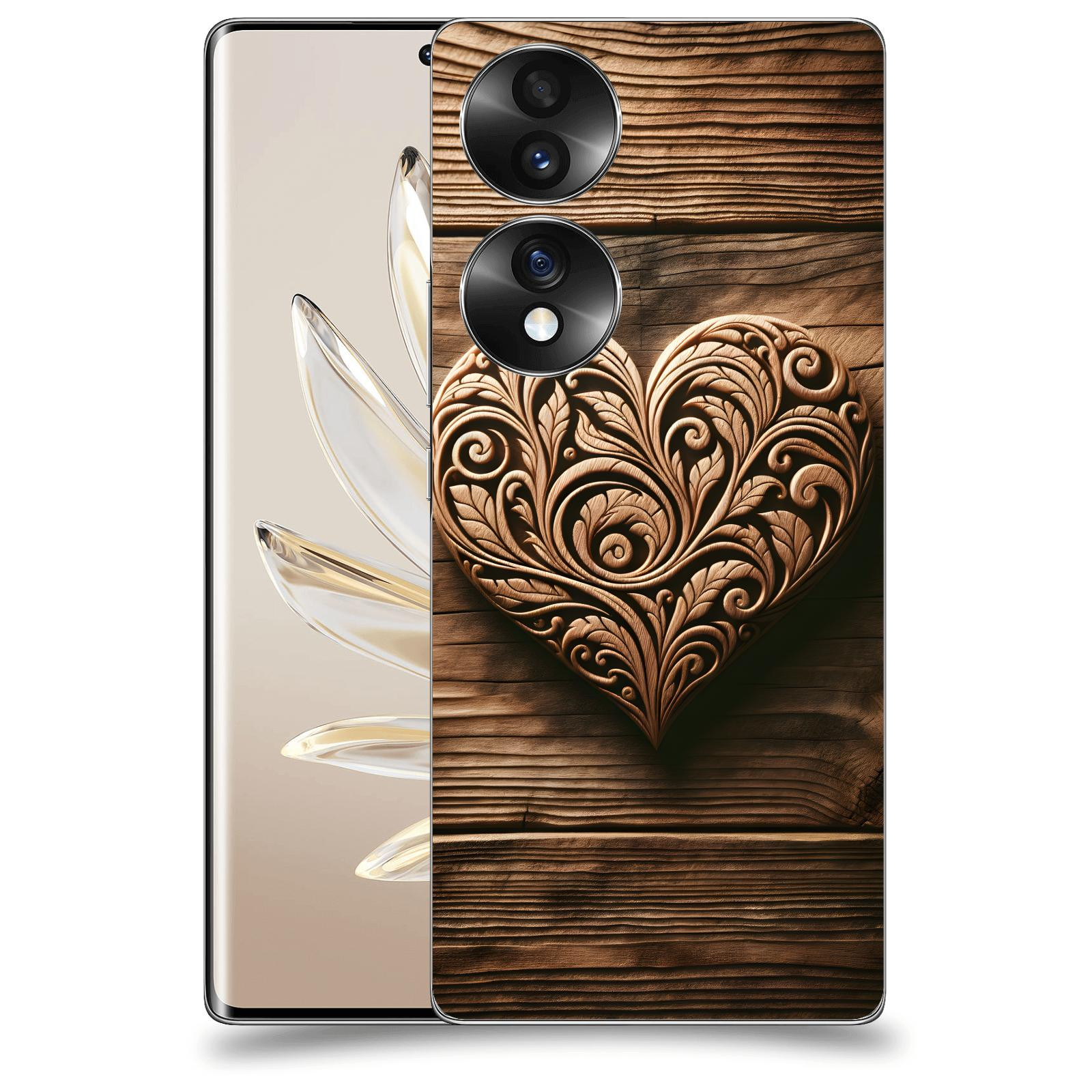 ACOVER Kryt na mobil Honor 70 - Dřevěné srdce