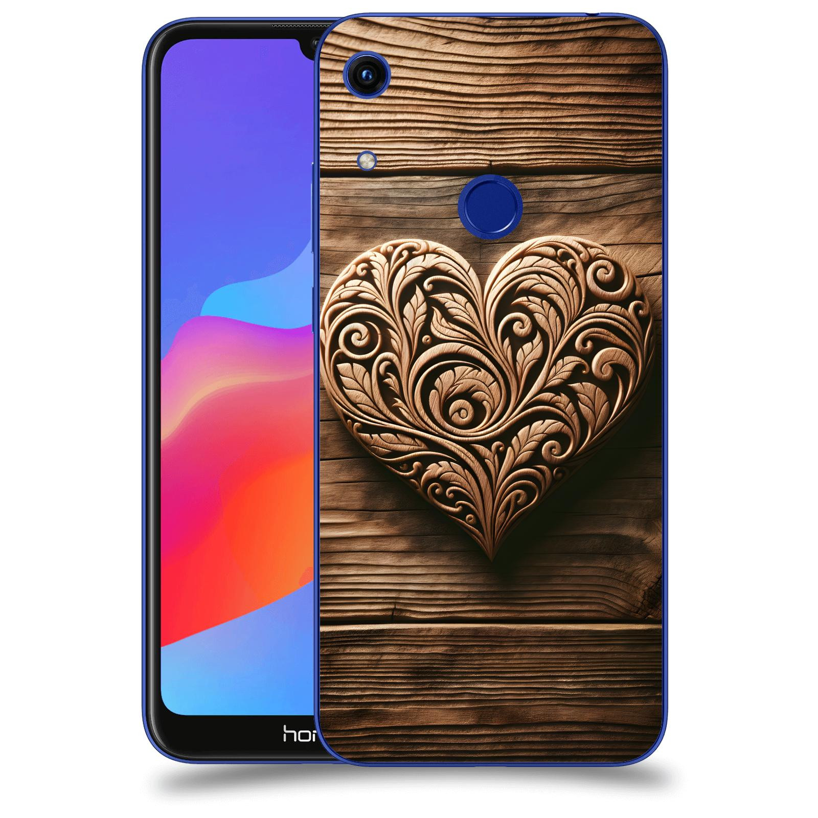 ACOVER Kryt na mobil Honor 8A - Dřevěné srdce