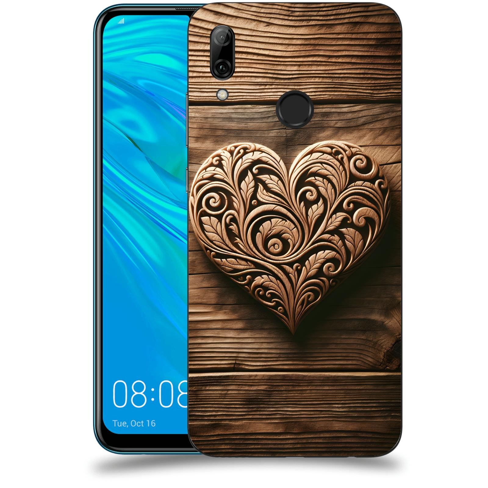 ACOVER Kryt na mobil Huawei P Smart 2019 - Dřevěné srdce