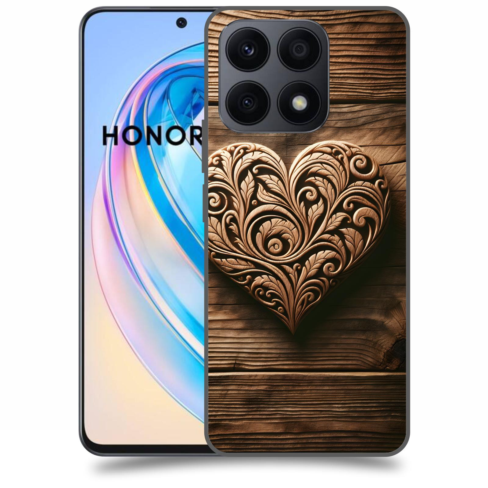 ACOVER Kryt na mobil Honor X8a - Dřevěné srdce