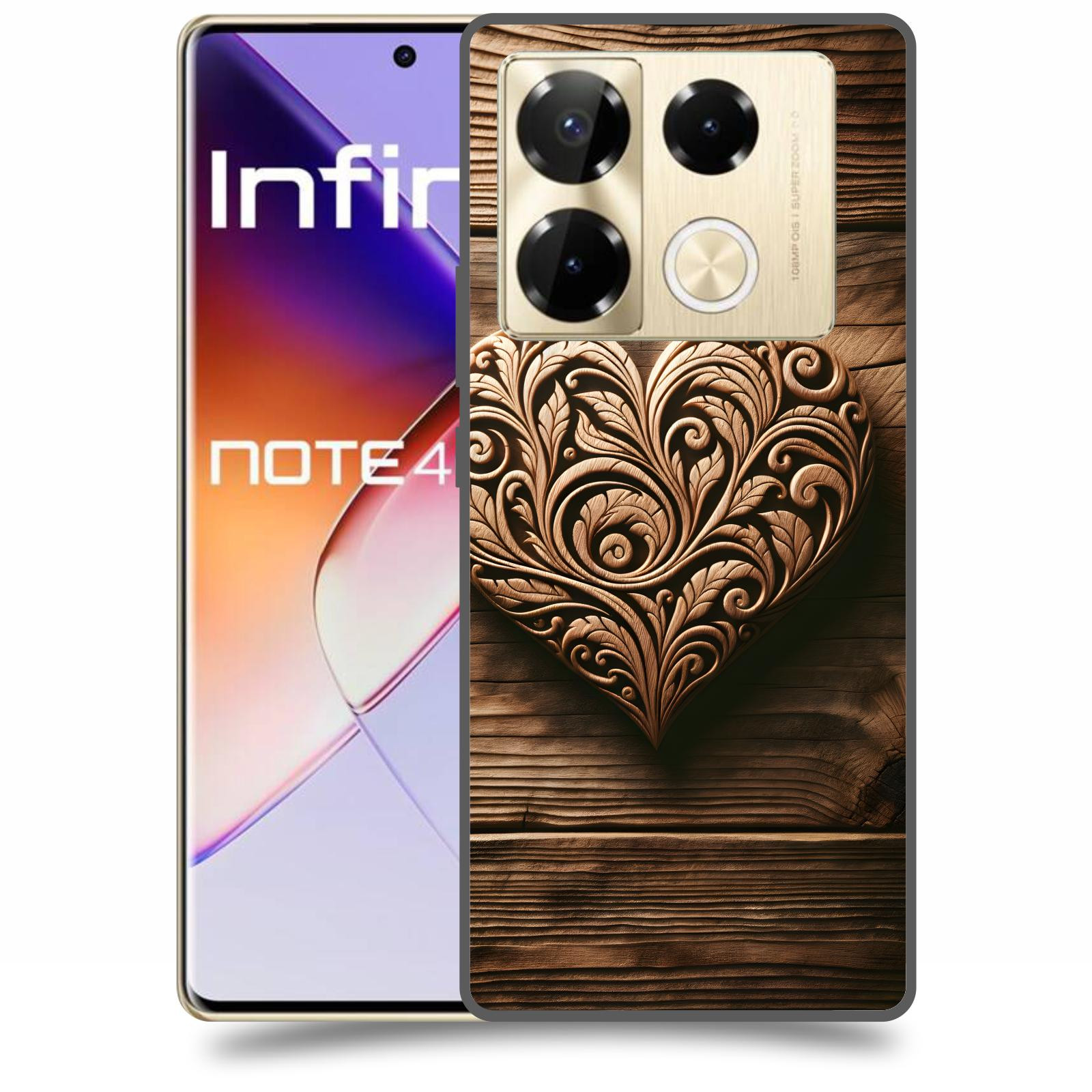 ACOVER Kryt na mobil Infinix Note 40 PRO - Dřevěné srdce