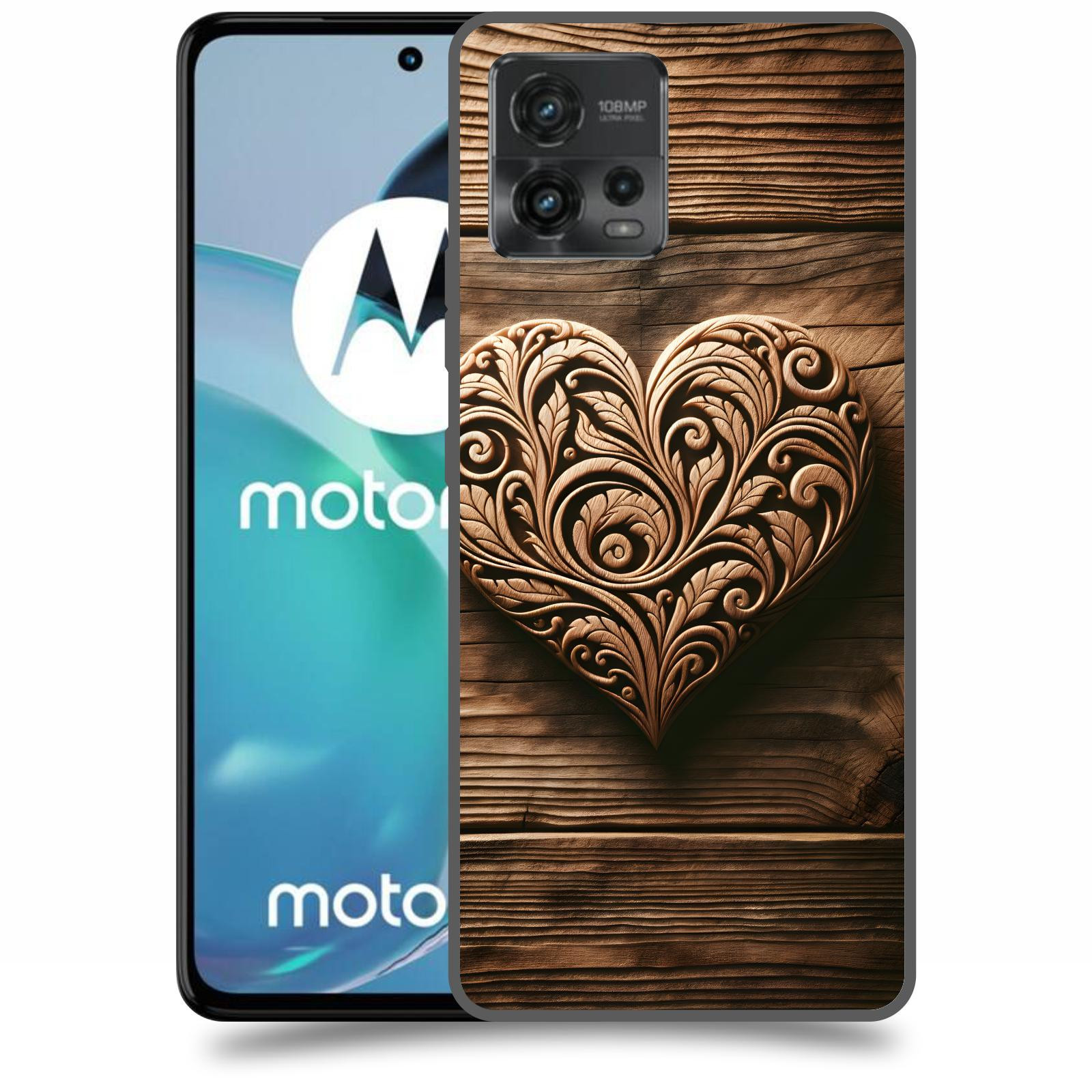 ACOVER Kryt na mobil Motorola Moto G72 - Dřevěné srdce