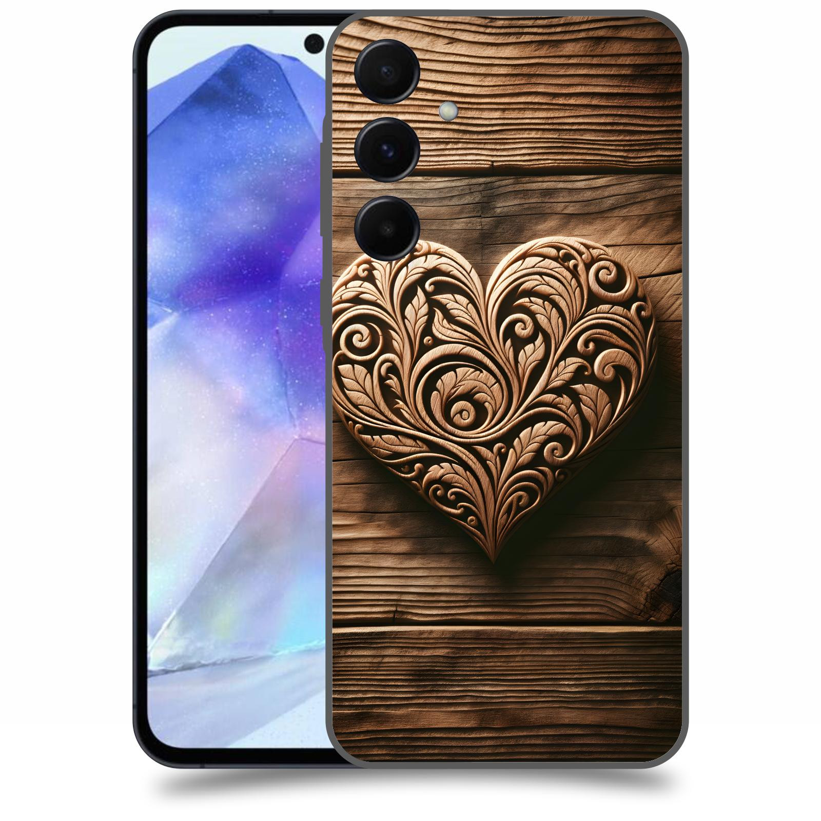 ACOVER Kryt na mobil Samsung Galaxy A55 5G - Dřevěné srdce