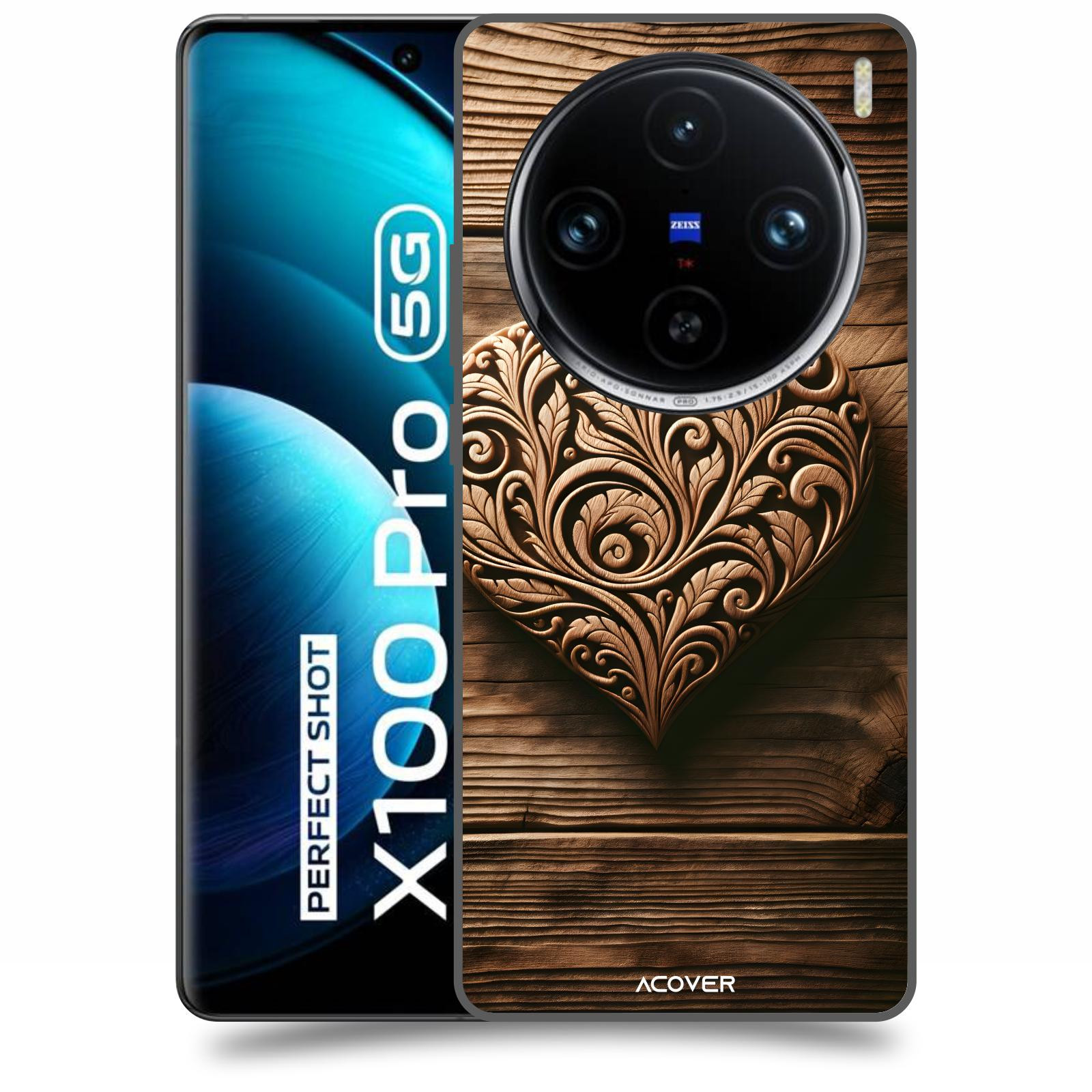 ACOVER Kryt na mobil Vivo X100 Pro - Dřevěné srdce