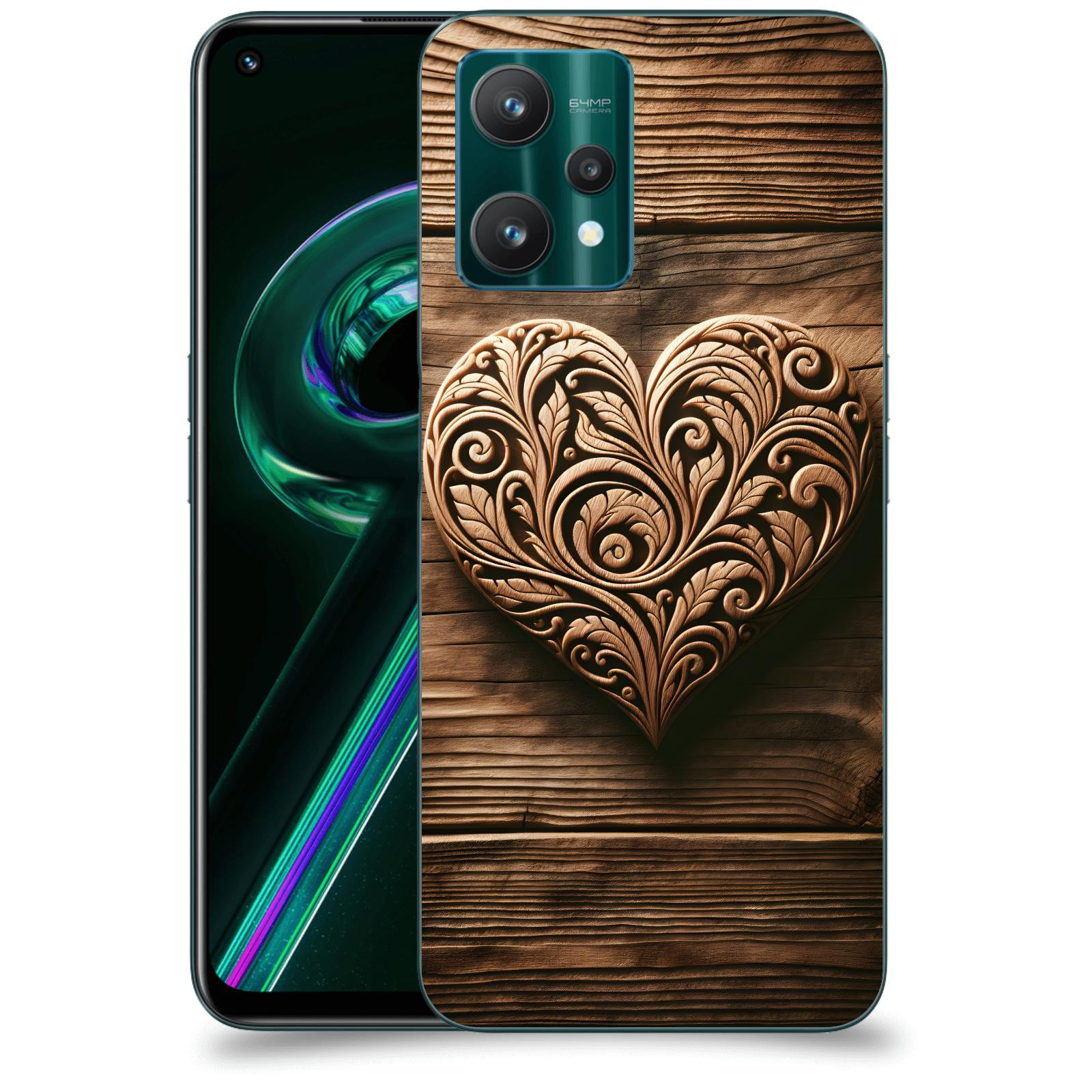 ACOVER Kryt na mobil Realme 9 Pro 5G - Dřevěné srdce