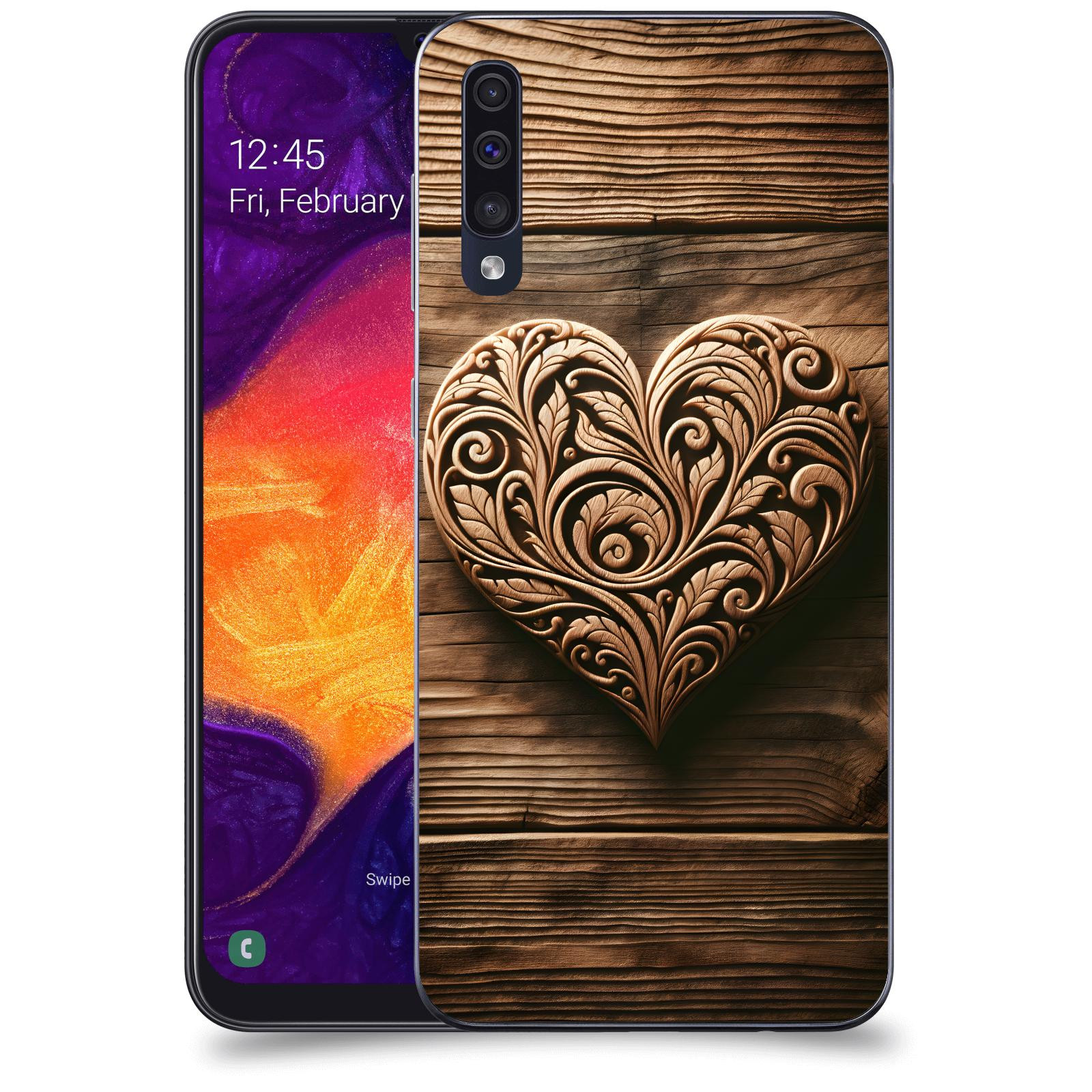 ACOVER Kryt na mobil Samsung Galaxy A50 A505F - Dřevěné srdce