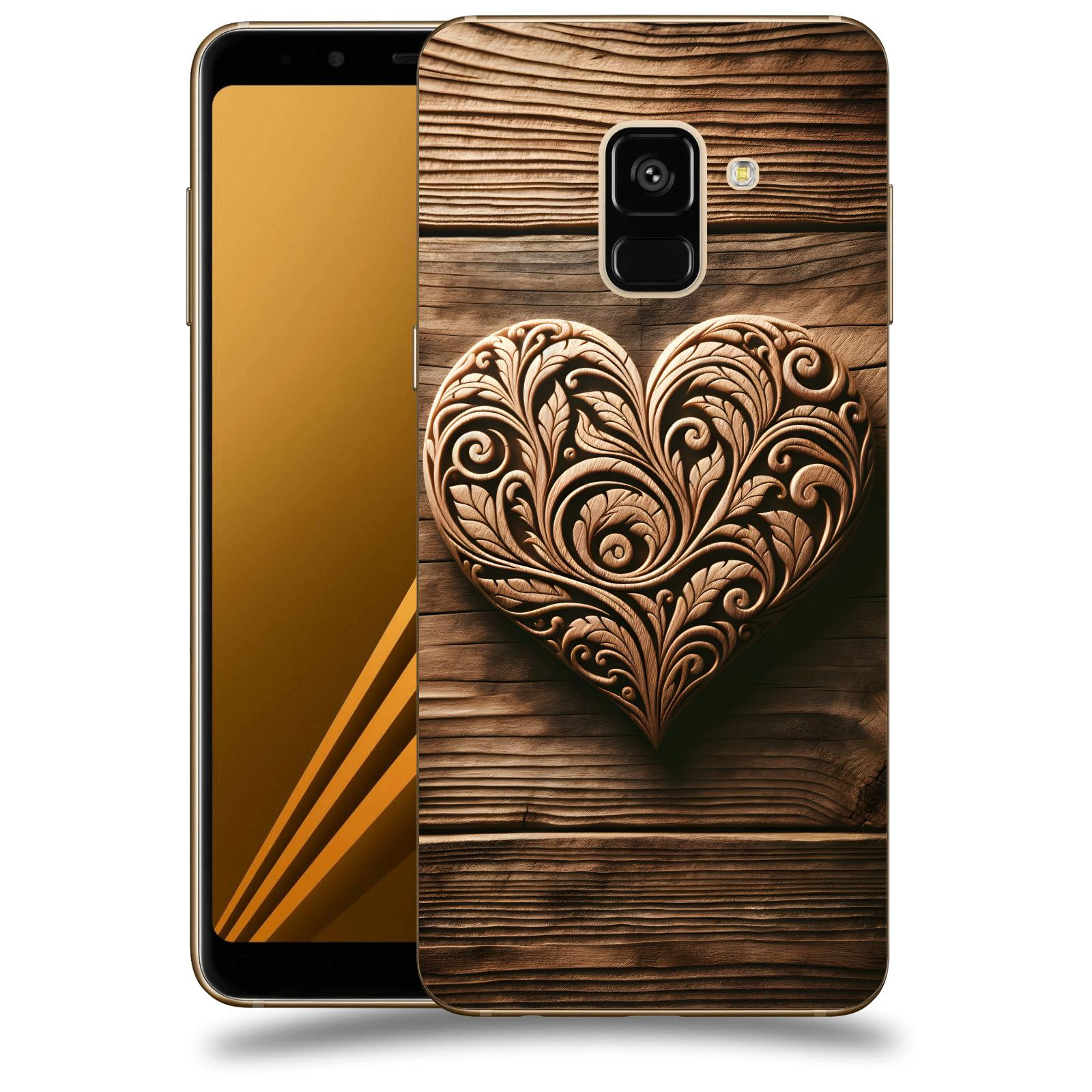 ACOVER Kryt na mobil Samsung Galaxy A8 2018 A530F - Dřevěné srdce