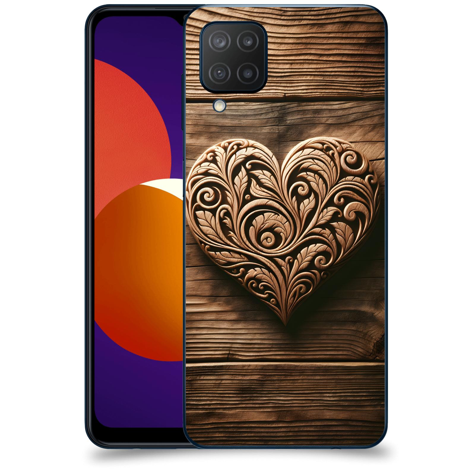 ACOVER Kryt na mobil Samsung Galaxy M12 M127F - Dřevěné srdce