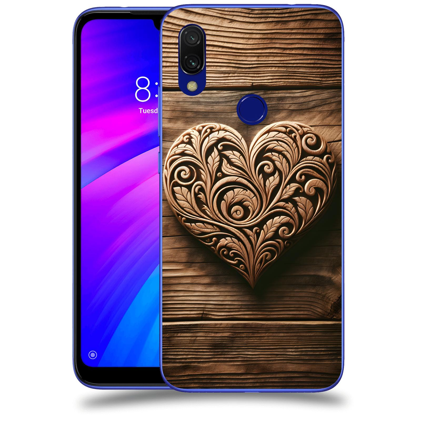 ACOVER Kryt na mobil Xiaomi Redmi 7 - Dřevěné srdce