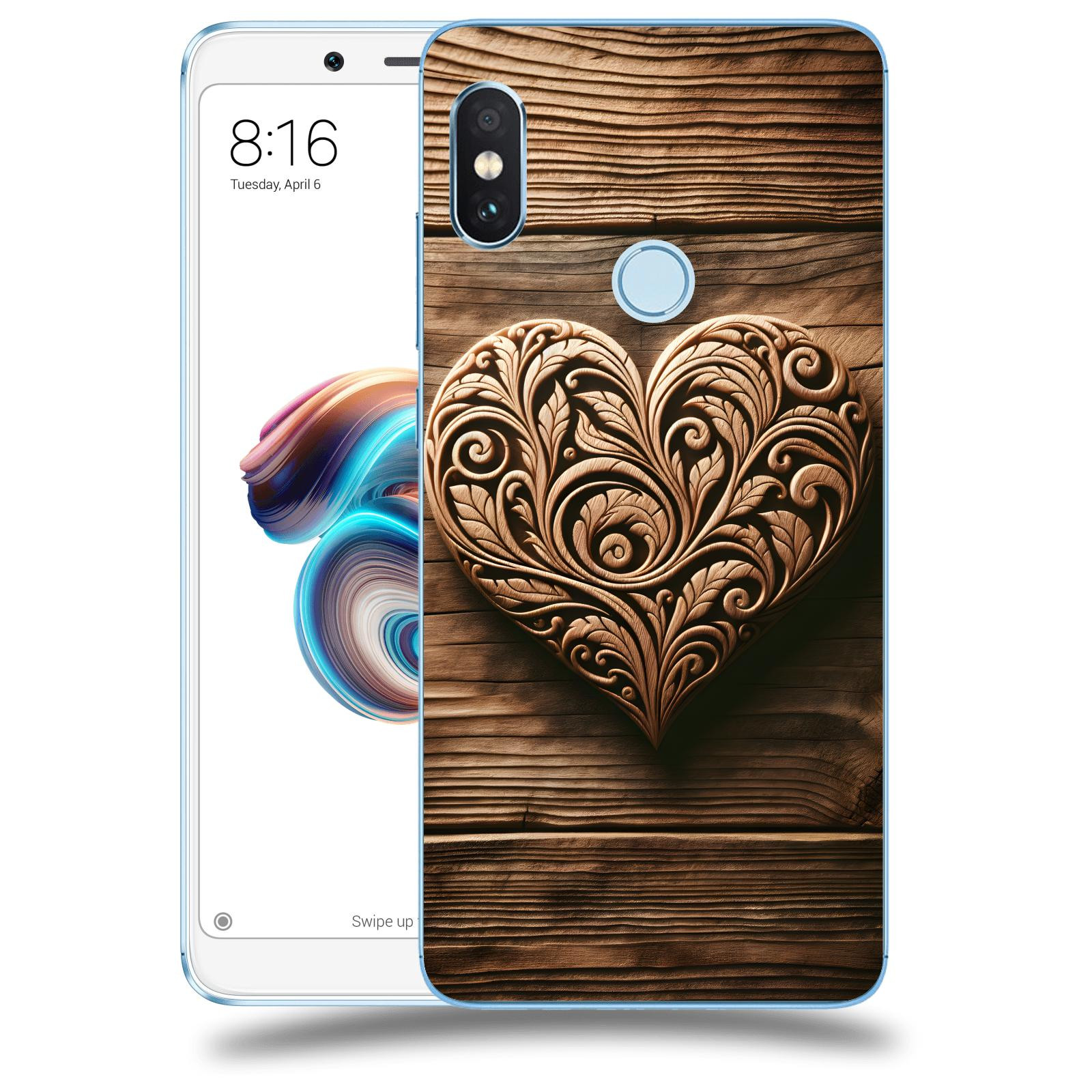 ACOVER Kryt na mobil Xiaomi Redmi Note 5 Global - Dřevěné srdce