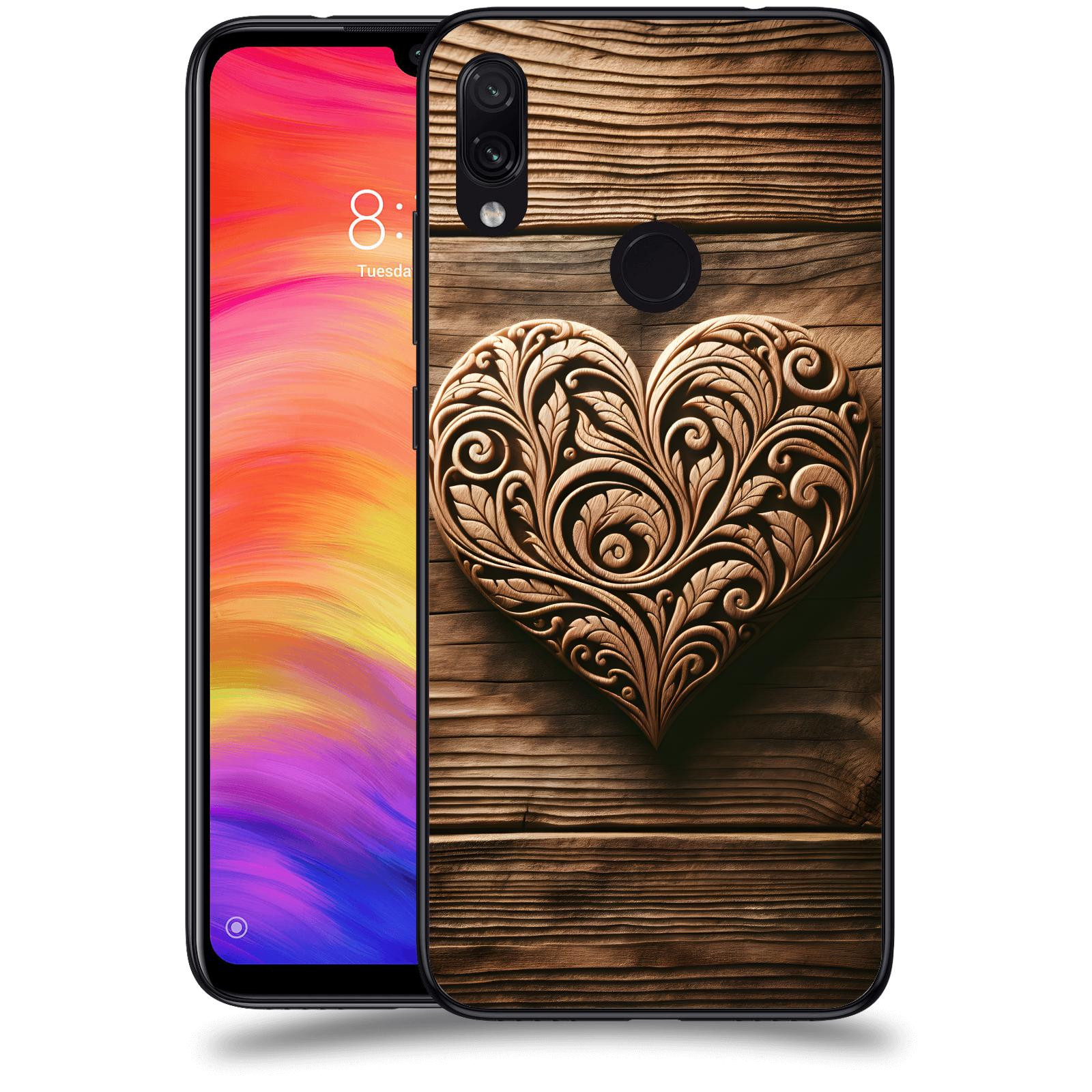 ACOVER Kryt na mobil Xiaomi Redmi Note 7 - Dřevěné srdce