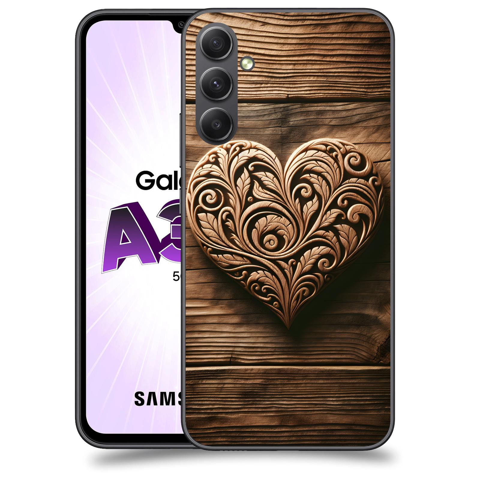 ACOVER Kryt na mobil Samsung Galaxy A34 - Dřevěné srdce