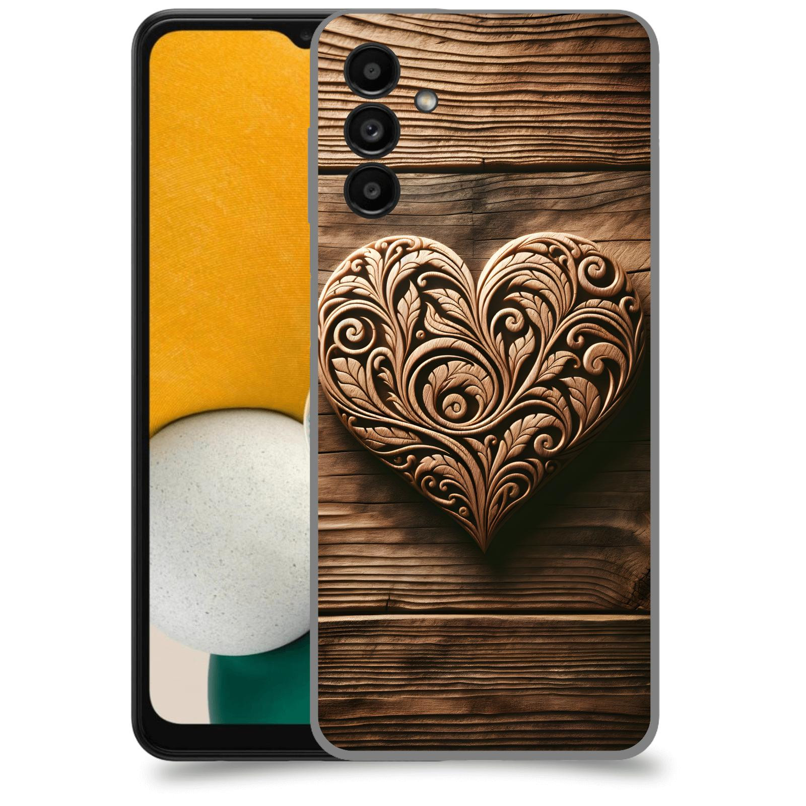 ACOVER Kryt na mobil Samsung Galaxy A13 5G A136B - Dřevěné srdce