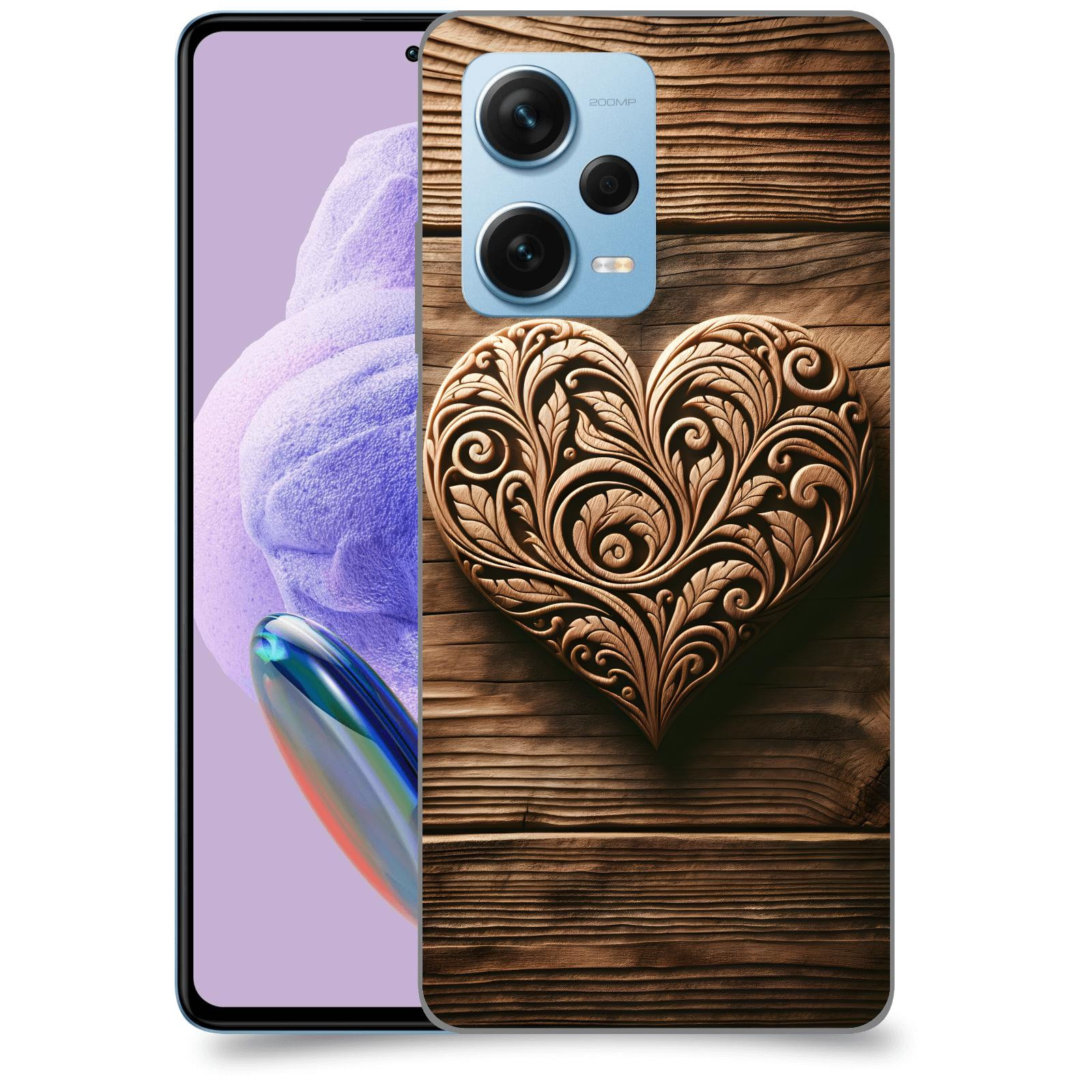 ACOVER Kryt na mobil Xiaomi Redmi Note 12 Pro+ 5G - Dřevěné srdce