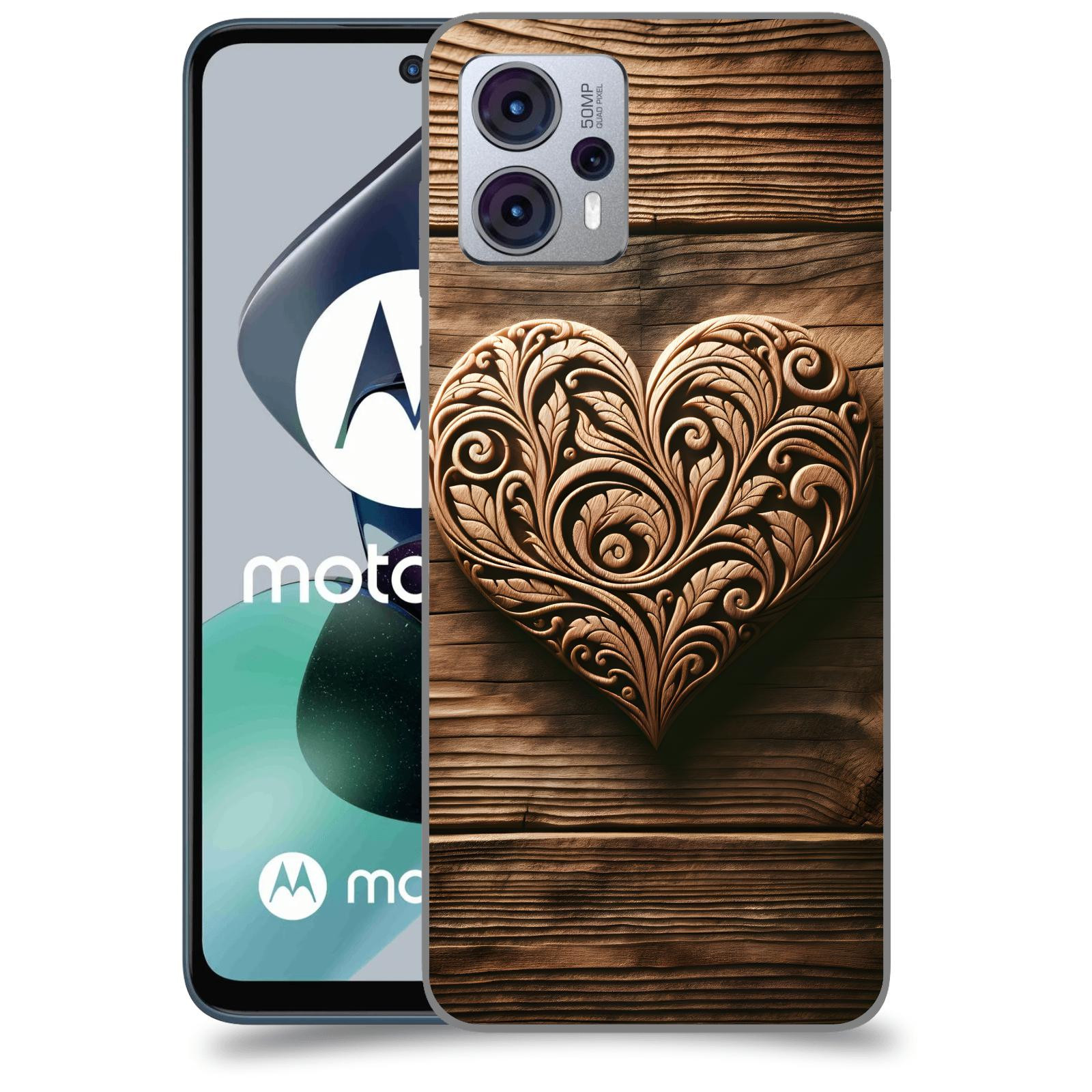 ACOVER Kryt na mobil Motorola Moto G23 - Dřevěné srdce