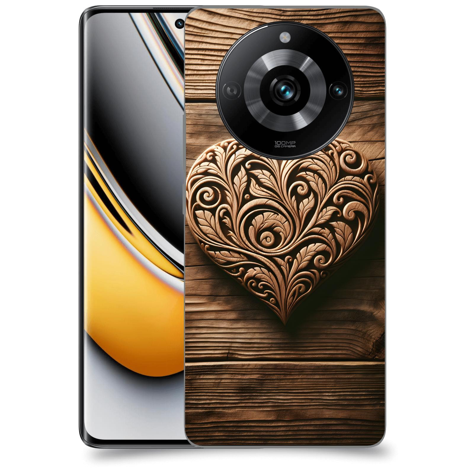 ACOVER Kryt na mobil Realme 11 Pro 5G - Dřevěné srdce