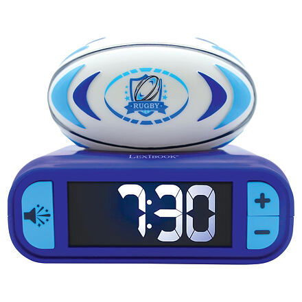 Budík s nočním 3D světlem Rugby míč