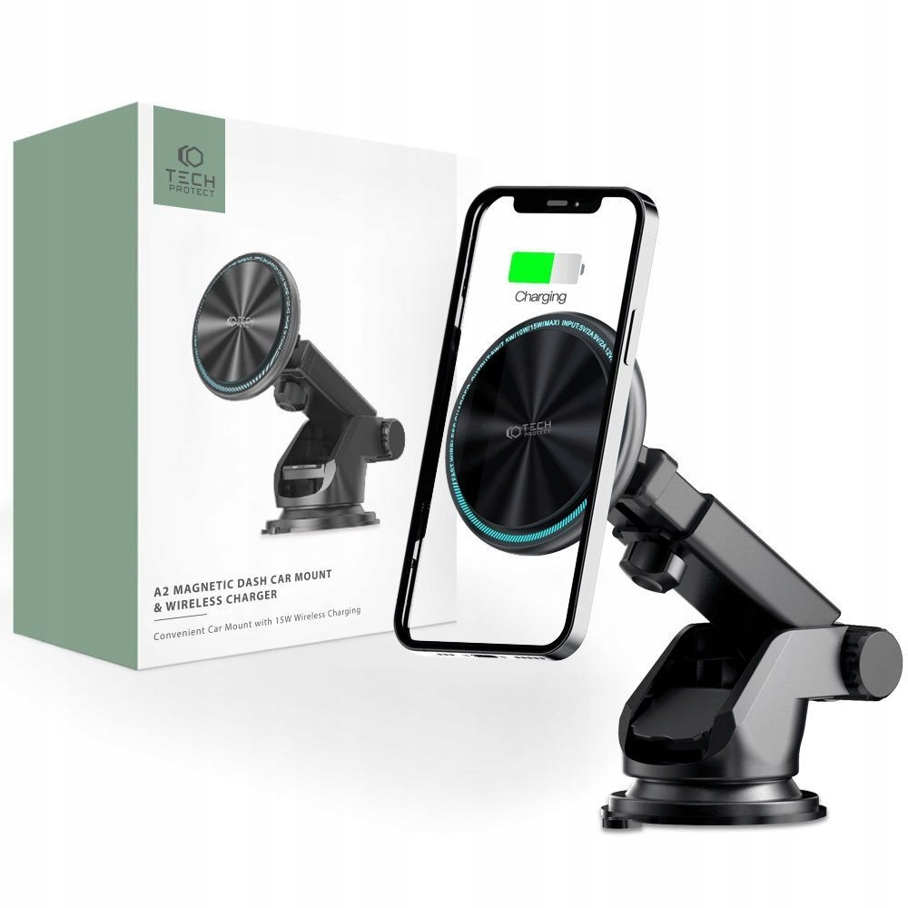 Tech-protect A2 Magnetic s Magsafe Bezdrátová Nabíječka 15W pro montáž do auta