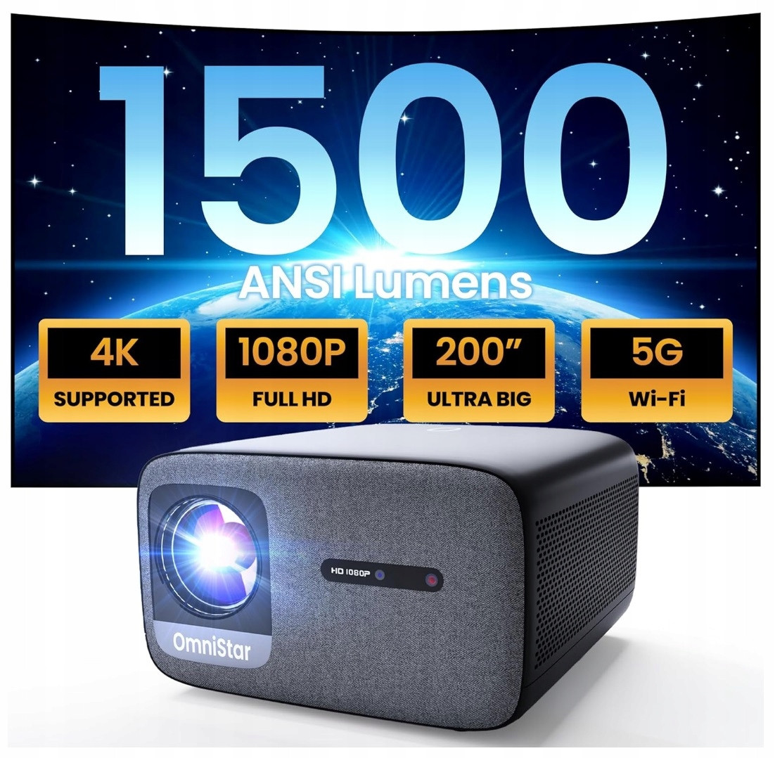 Projektor 45000 LM 1500 Ansi Android Full Hd 4K Led Wifi na dárek