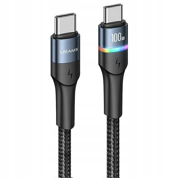 Usams Opletený kabel U76 Usb-c na Usb-c 100W Pd Fast Charging 1.2m černý