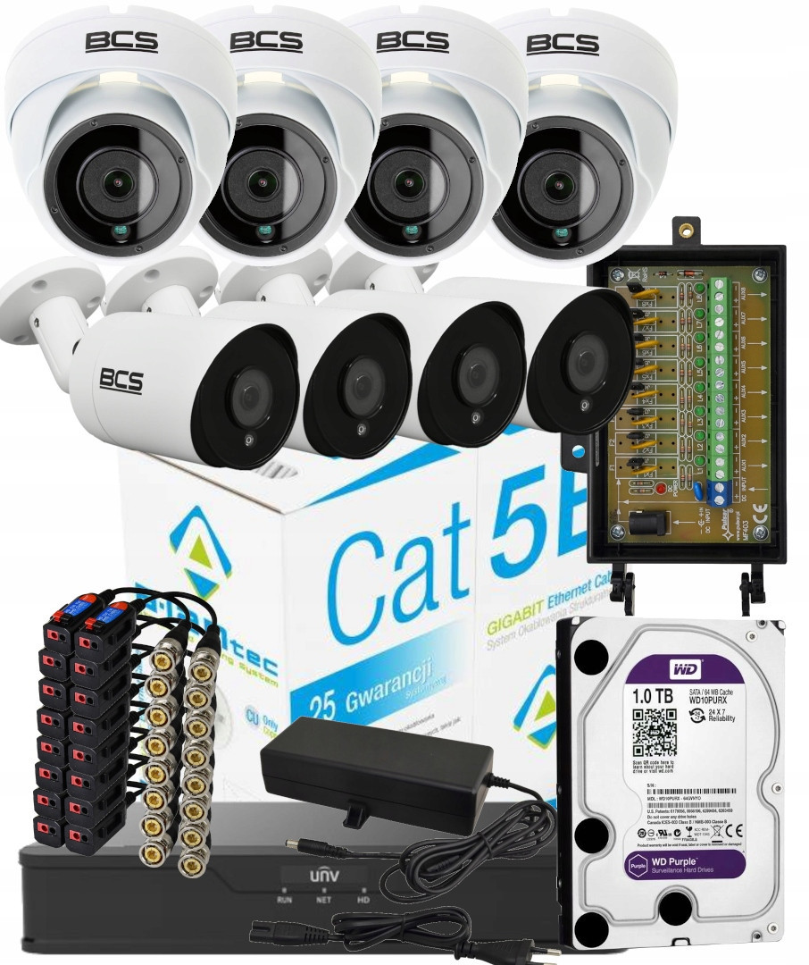 Monitorovací sada 8 kamer Bcs 1TB rekordér