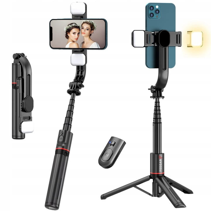 Selfie tyč bluetooth stativ Tripod Lampa Feegar Flash