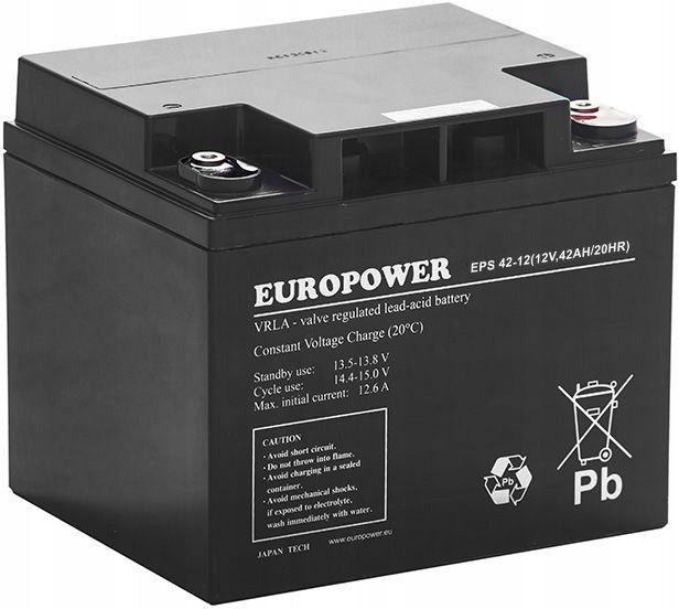 Akumulátor Agm Europower řady Eps 12V 42Ah (Životnost 8-12 let)