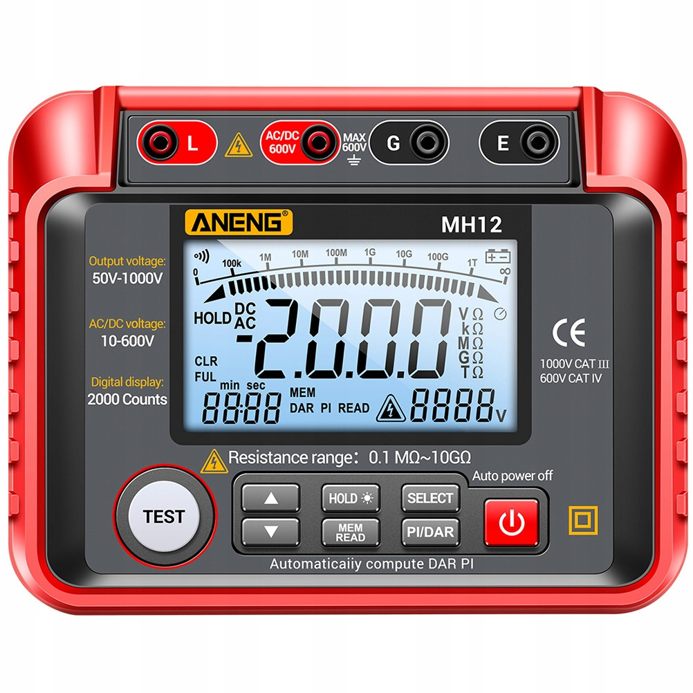 Digitální Megohmmeter Testер Izolační Odpor Přenosný