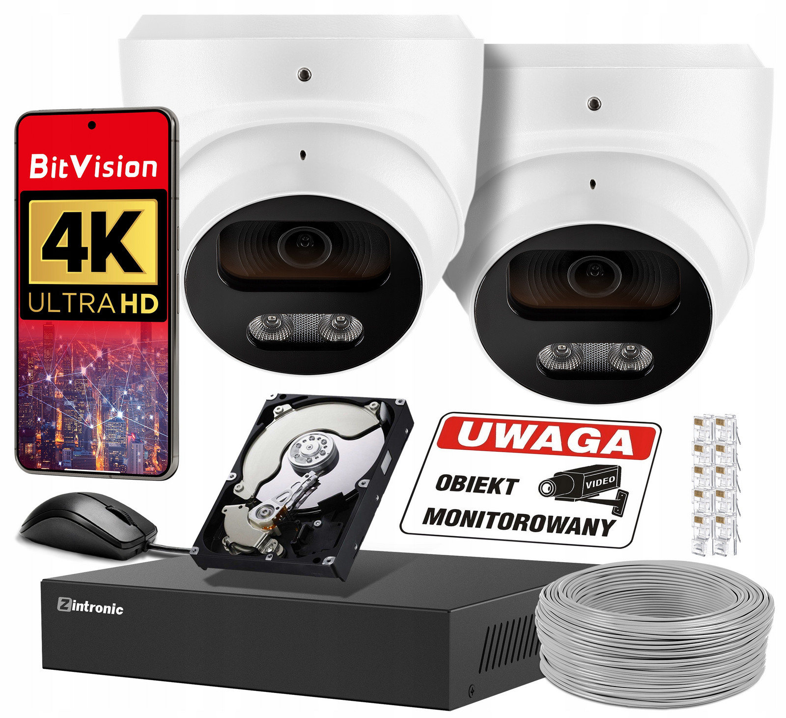 Sada Pro Domácí Monitorování 8Mpx Ip Poe 2 Venkovní Kamery Audio Detekce