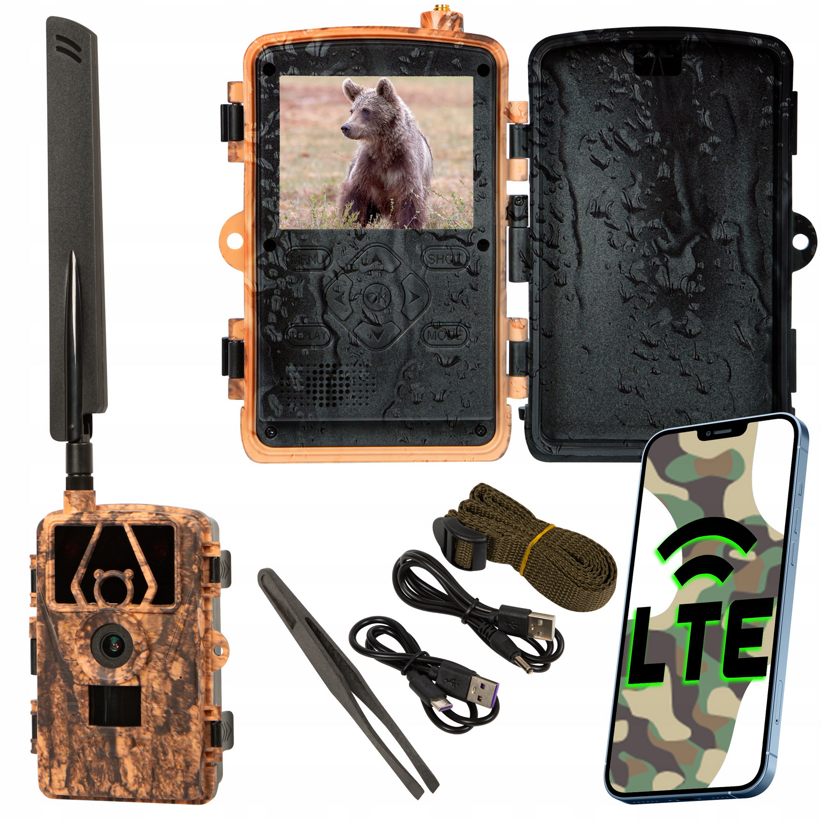 Kamera Lesní Fotopast Gsm Lovecká Ir Voděodolná IP66 8K 60MP Lte