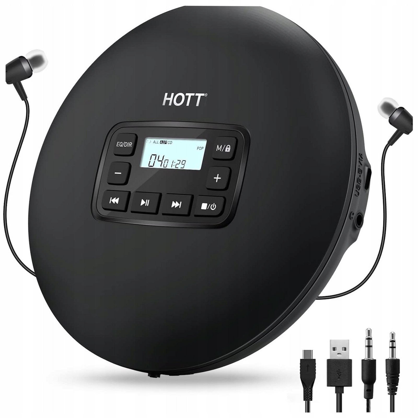 CD přehrávač Přenosný pro domácnost a auto Usb nebo Aux baterie sluchátka