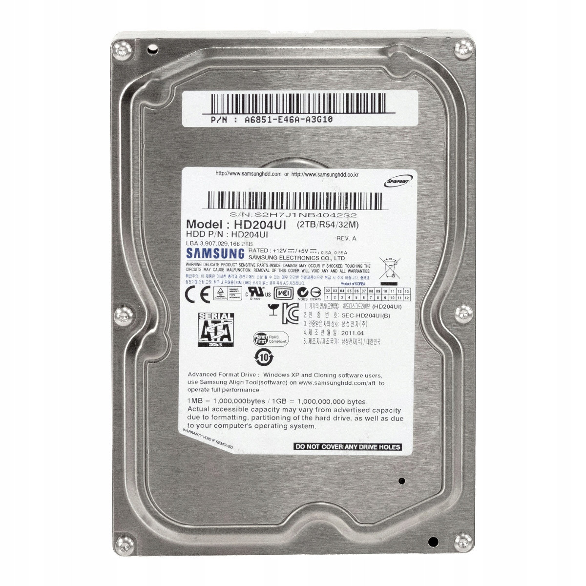 Samsung SpinPoint F4EG 2TB 5,4K 32MB Sata II 3,5'' HD204UI