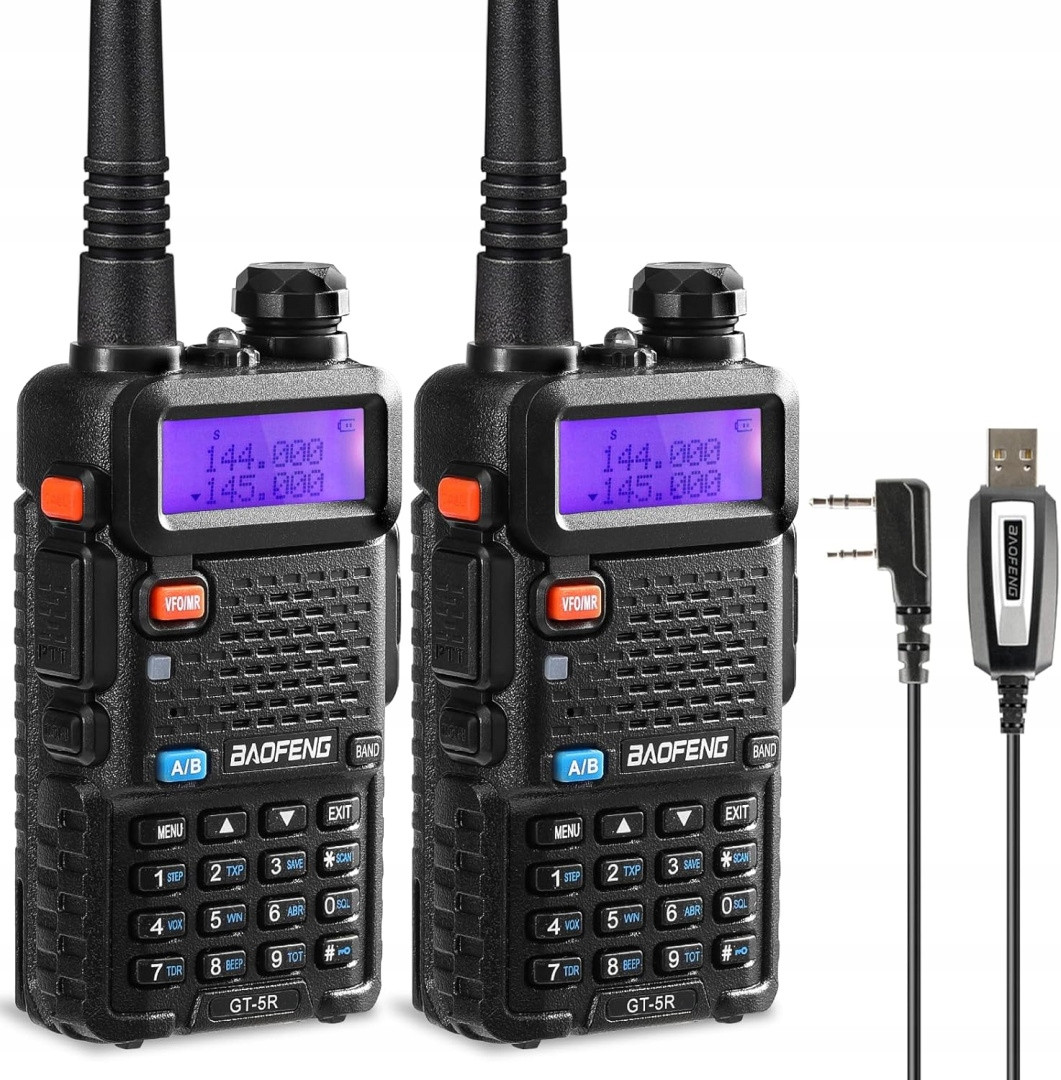 Baofeng GT-5R Walkie Talkie Dvoupásmové rádio pro 144-146/430-440 MHz