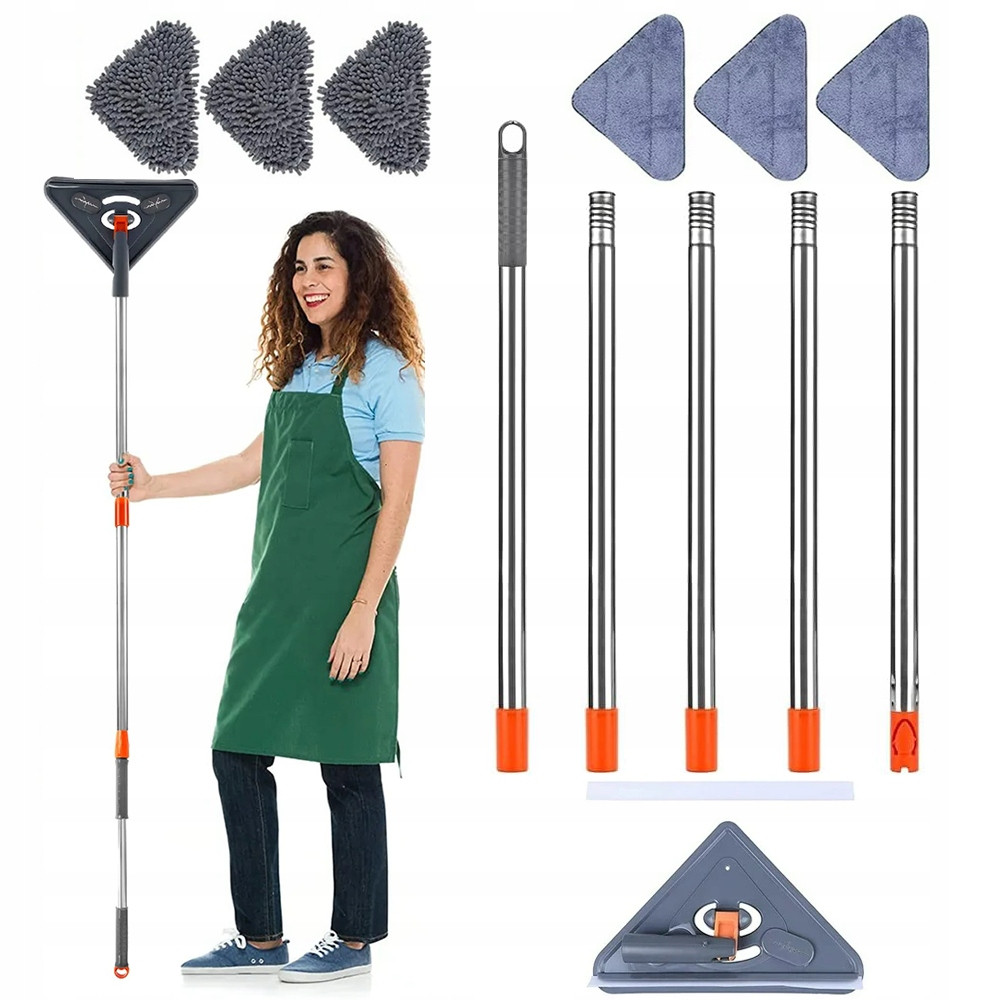 Šedý Trojhranný Mop Na Mytí Podlah Panelů Dlaždic Savý 360°ROTAČNÍ