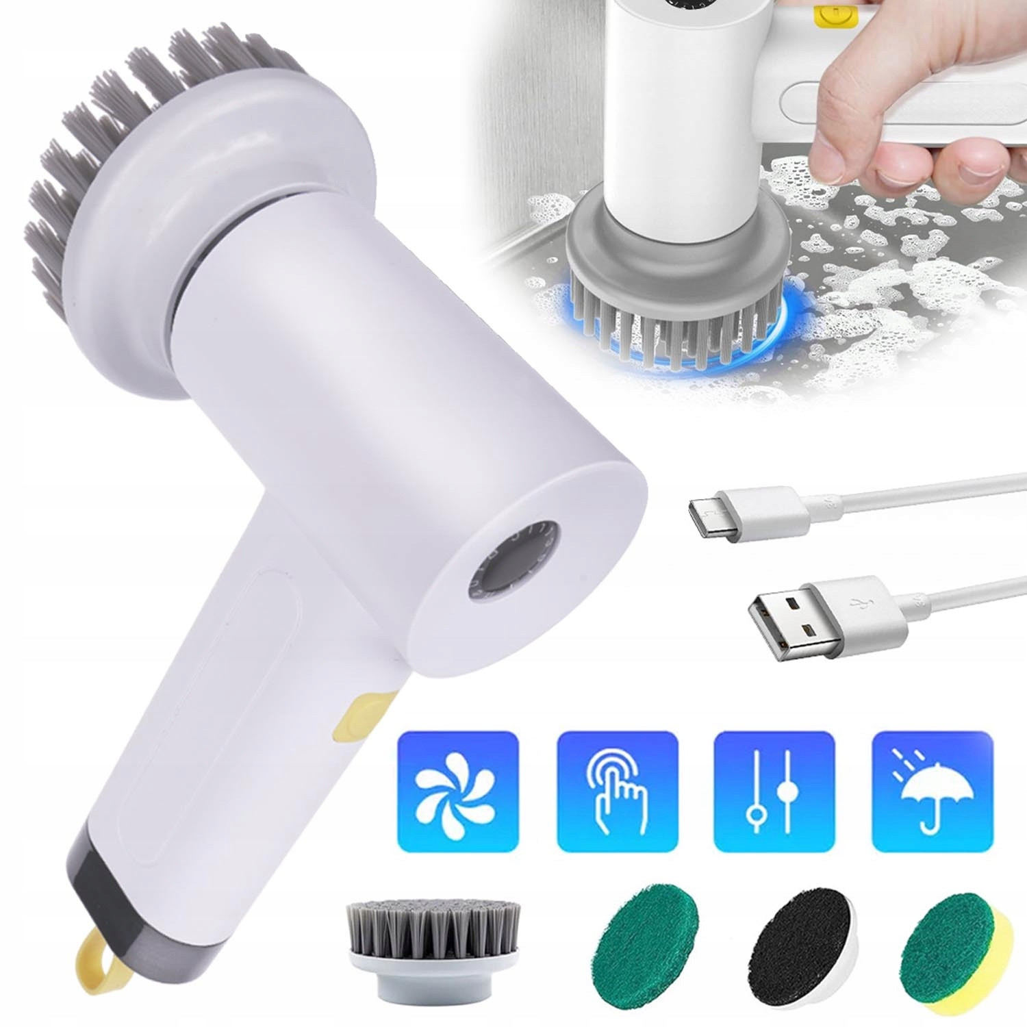 Elektrický Čisticí Kartáč, Multifunkční, Voděodolný, Bezdrátový
