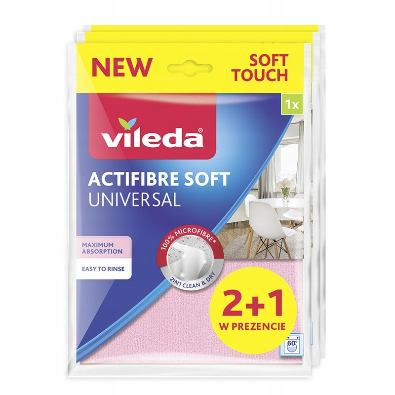 Vileda Utěrka Actifibre Soft univerzální vysoce savá 2+1 ks bonus