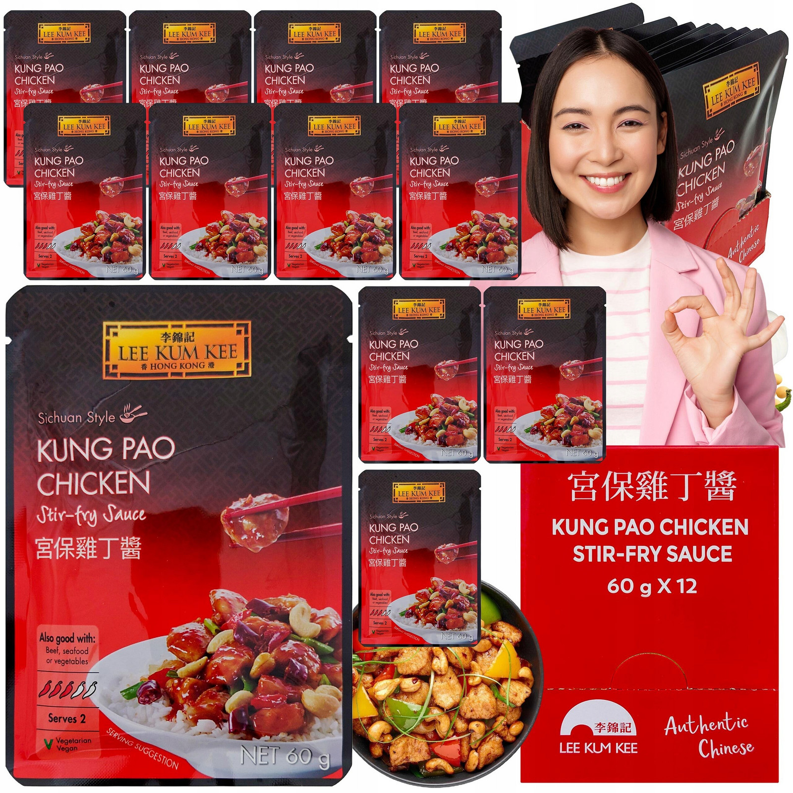 Intenzivní a aromatická Asijská Omáčka Na Kuře Kung Pao 60g x 12
