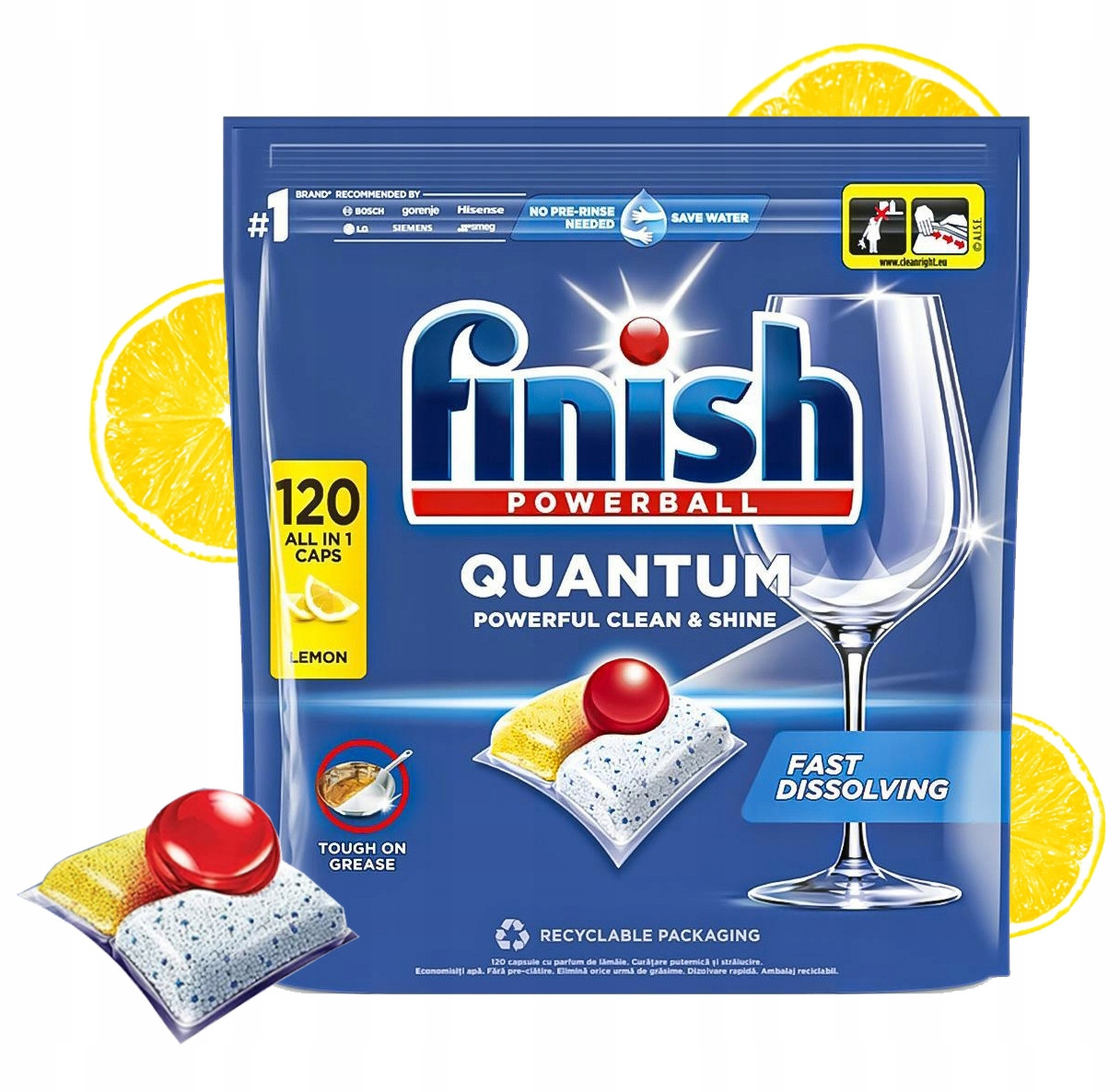 Kapsle Finish Quantum All In One Do Myčky Citronové Shine 120 ks
