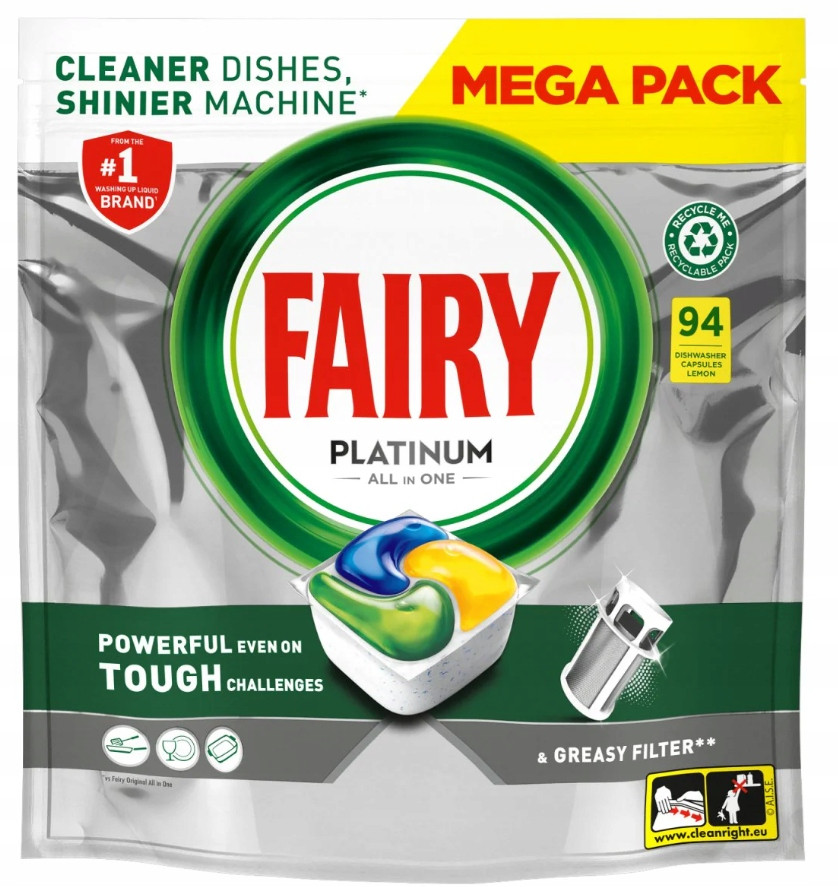 Fairy Platinum All in One Kapsle Do Myčky 94ks Lemon