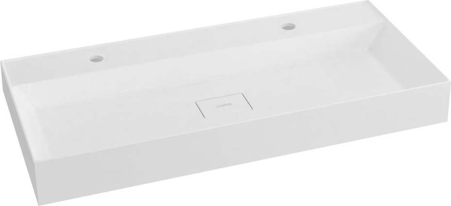 Bílé dvojumyvadlo z litého mramoru 96x44 cm Godiva – Sapho