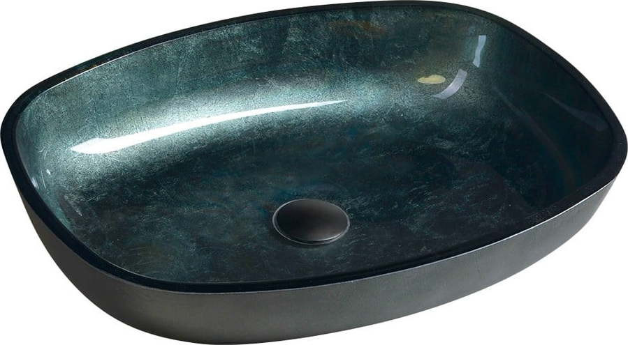 Skleněné umyvadlo v petrolejové barvě 54x39,5 cm Kvaore – Sapho