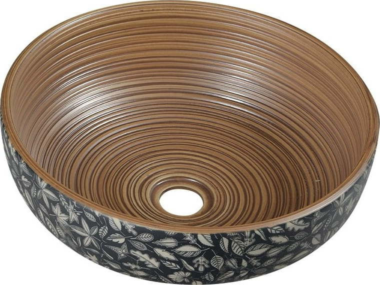 Hnědé keramické kulaté umyvadlo ø 41 cm Priori – Sapho