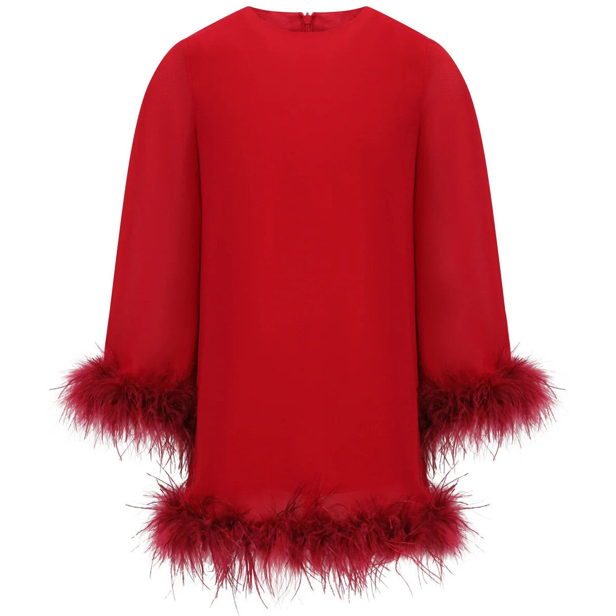 Balou  OSTRICH FEATHER TRIMMED DRESS  Červená