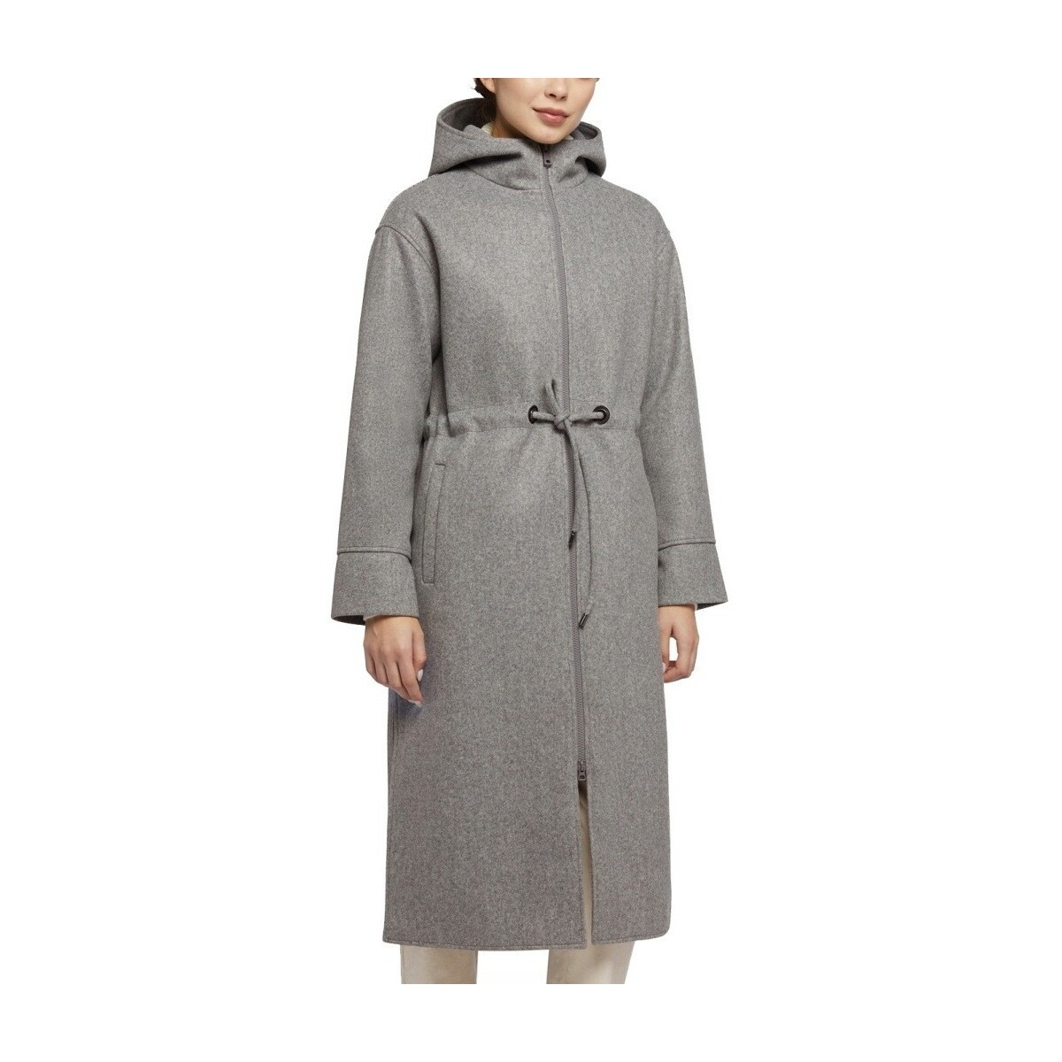 Geox  W DORALEA LONG COAT  Šedá