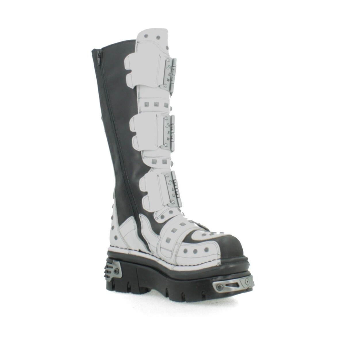 New Rock  HIGH BOOT METALLIC M800 C2 HIGH  Bílá
