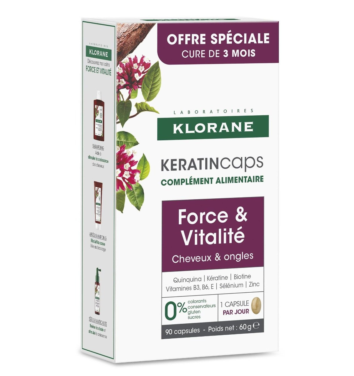 Klorane Keratincaps Síla a vitalita 90 kapslí