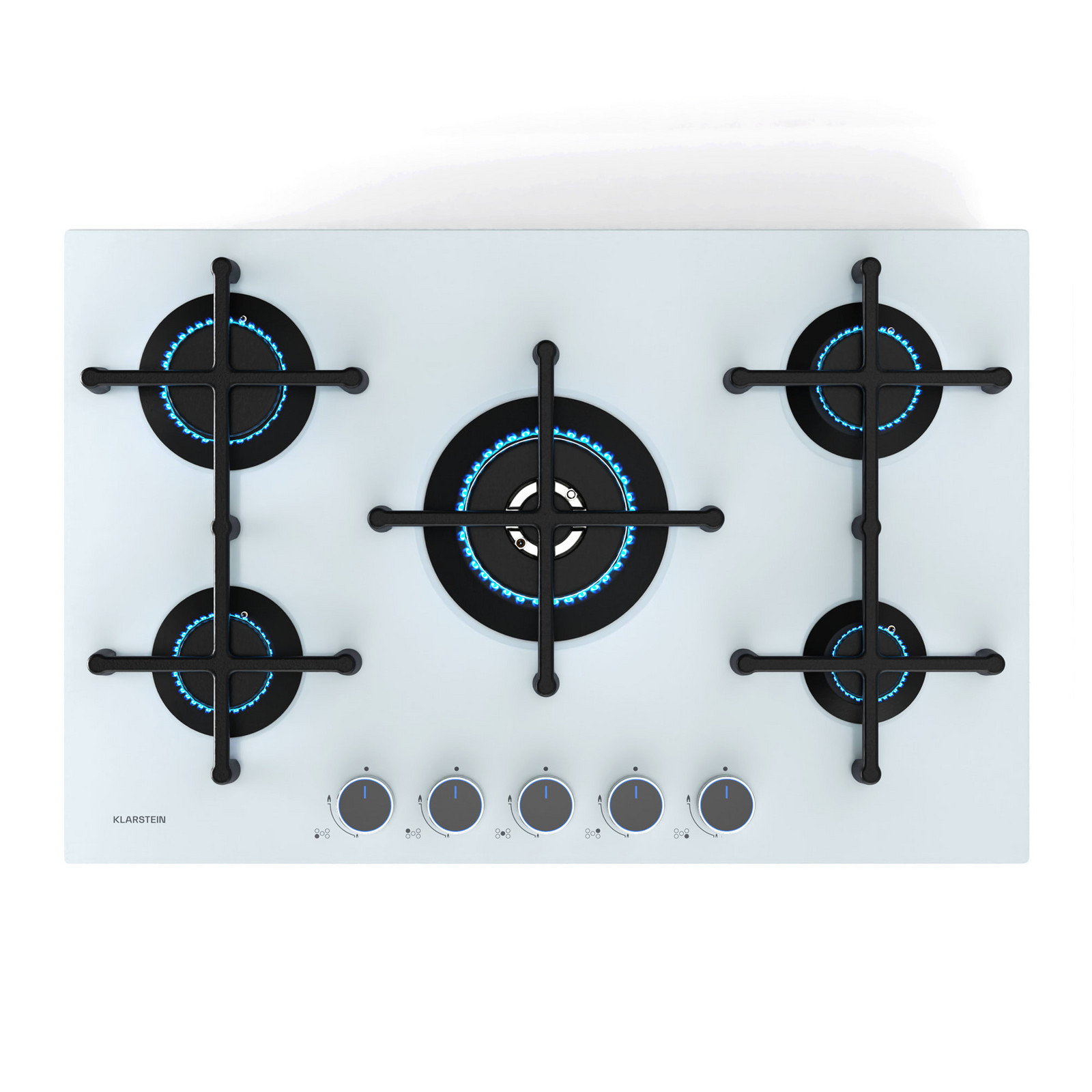 Klarstein Plynová varná deska Illuminosa 5 Sklokeramický hořák Sabaf s 5 hořáky