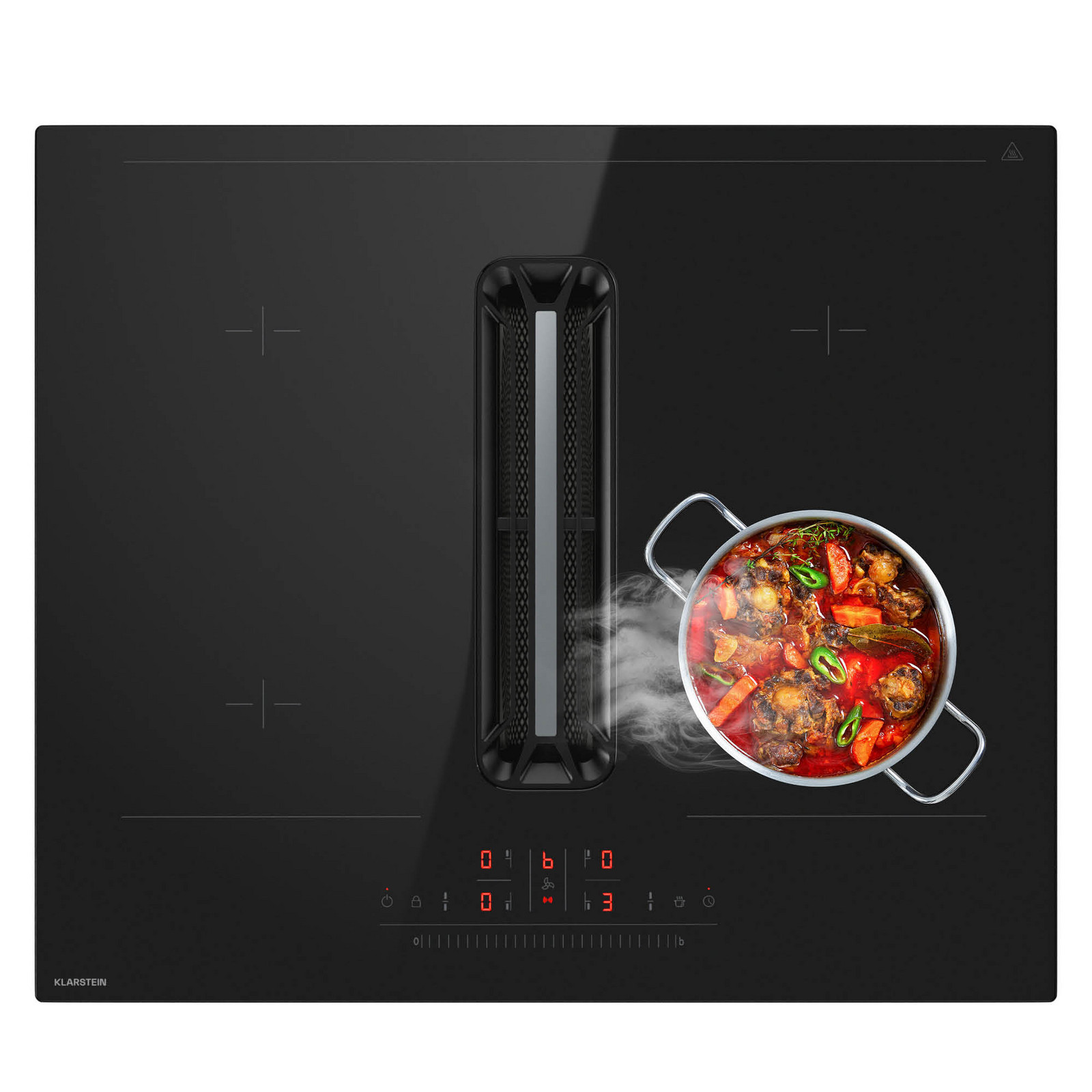 Klarstein AirJet Hybrid Down Air System, Indukční varná deska s integrovanou digestoří, 477 m3/h, EEK A+