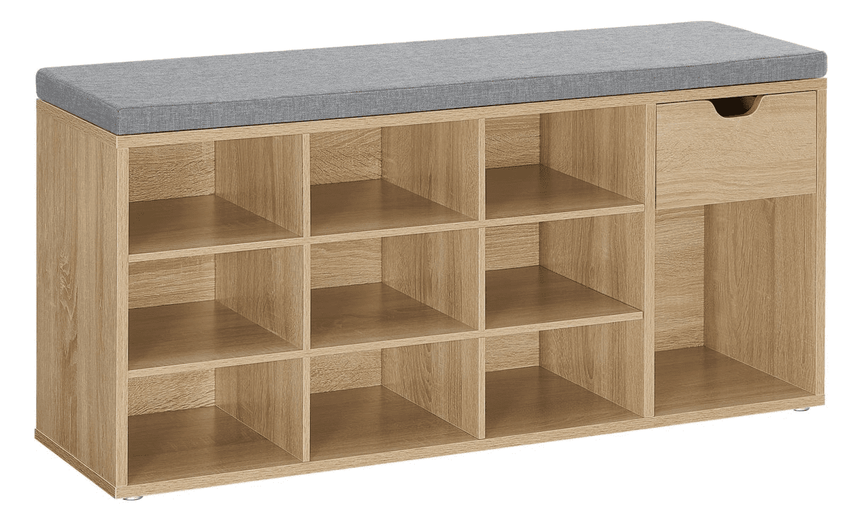 Botník s lavicí s šedým sedákem a zásuvkou WESO SONOMA 104x30x48 cm