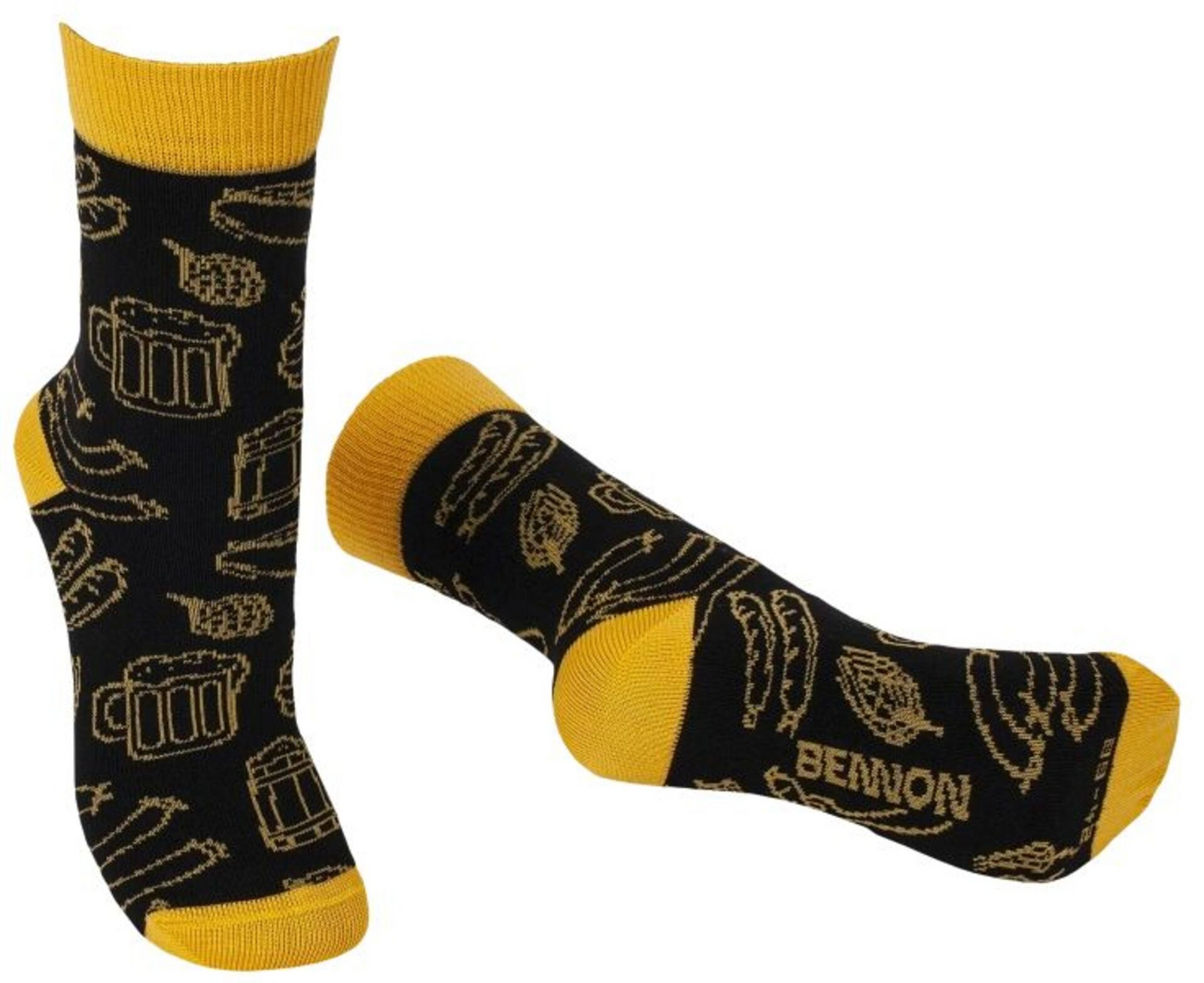 BENNON BENNONKY Beer Socks black/yellow Ponožky 36-38